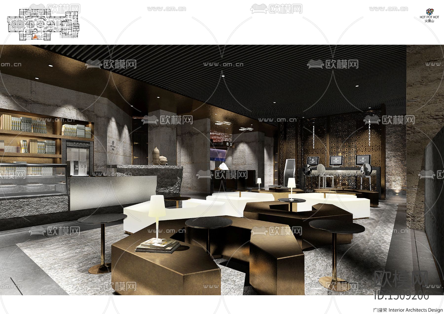 火宴山北京大悦城店自助餐厅cad施工图
