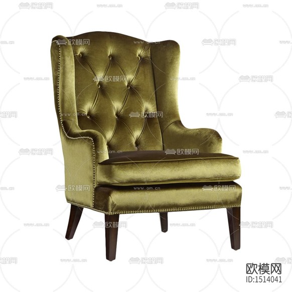 簡歐創(chuàng)意青色絲絨實木單人沙發(fā)下載