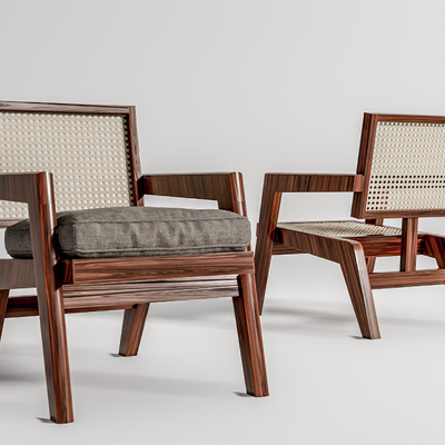 现代藤编休闲椅su模型