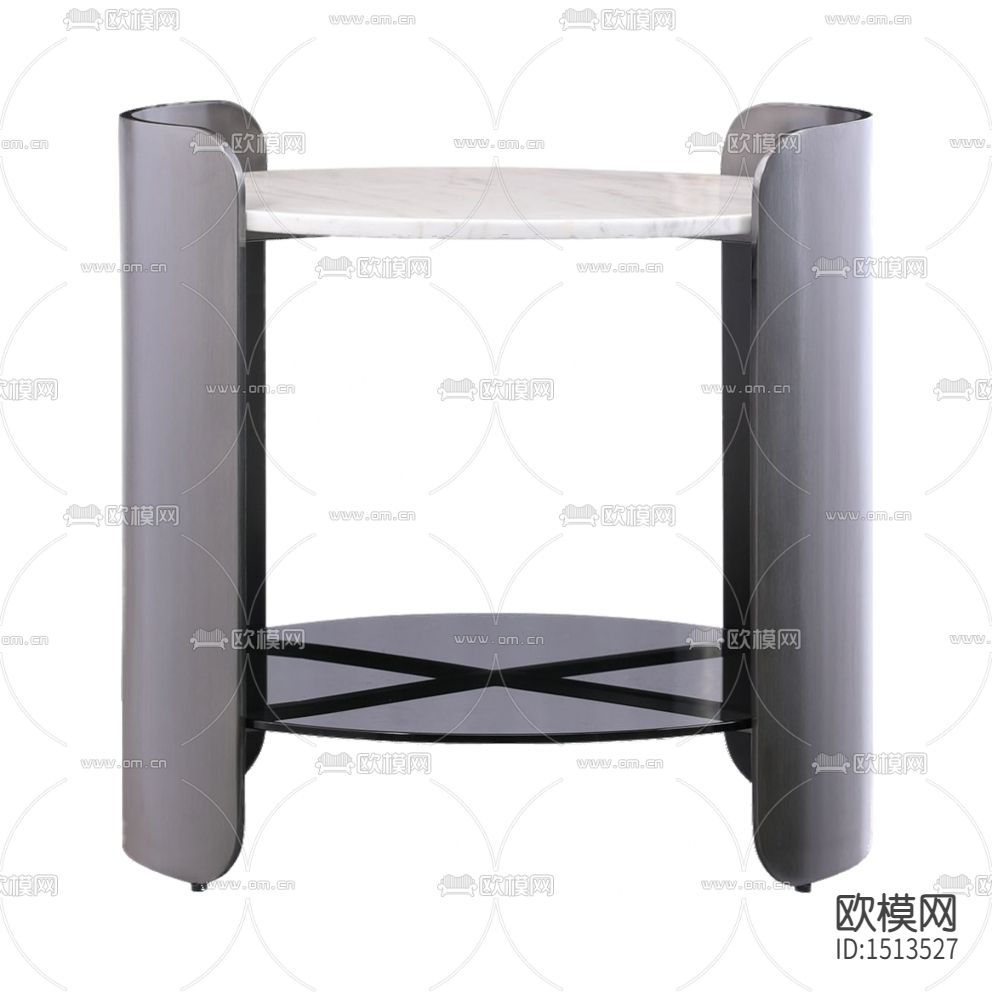 现代轻奢创意实木大理石圆形边几下载