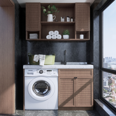  北欧阳台洗衣房su模型 