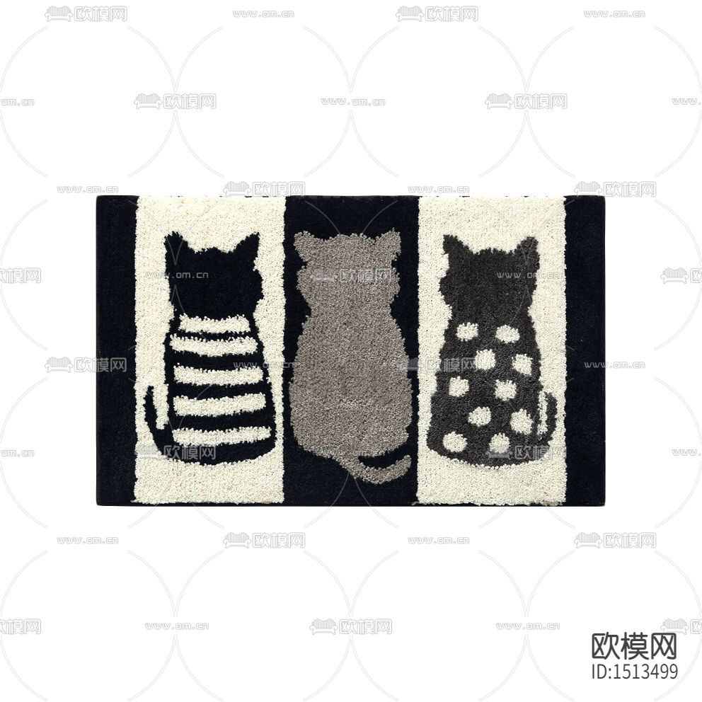 现代卡通猫毛绒地毯