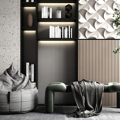  现代布艺沙发凳床尾凳su模型 