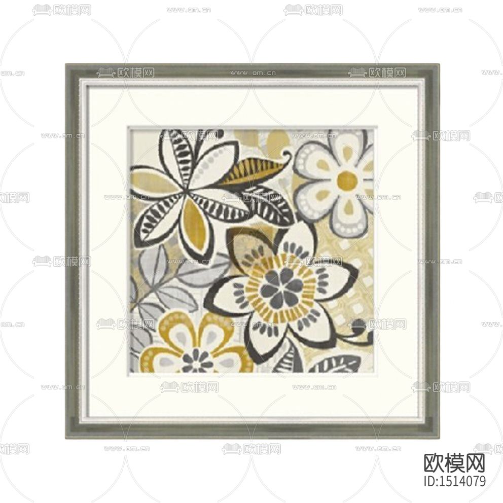 现代简约创意简笔花卉装饰画下载