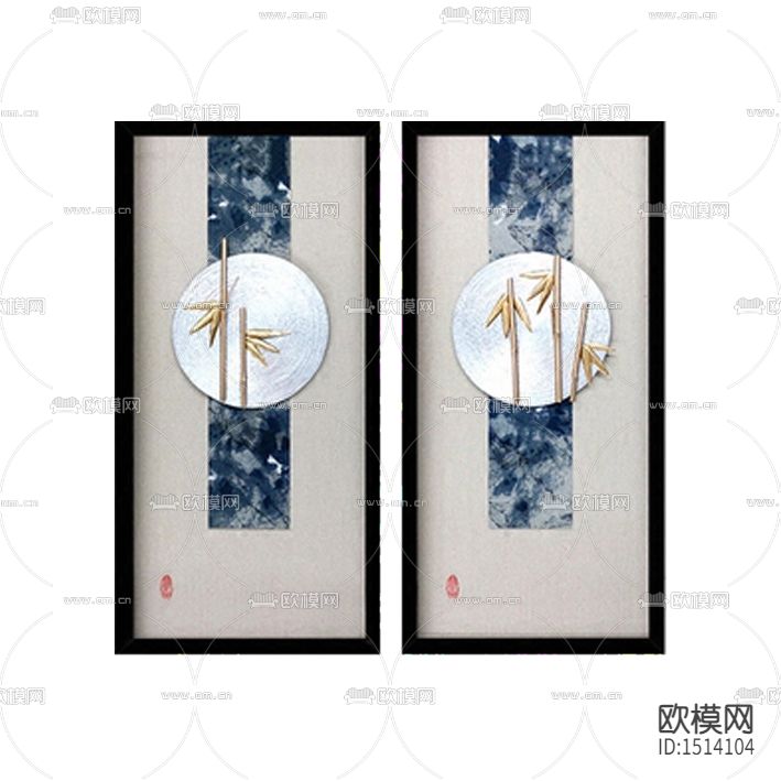 新中式轻奢铁艺竹子装置画