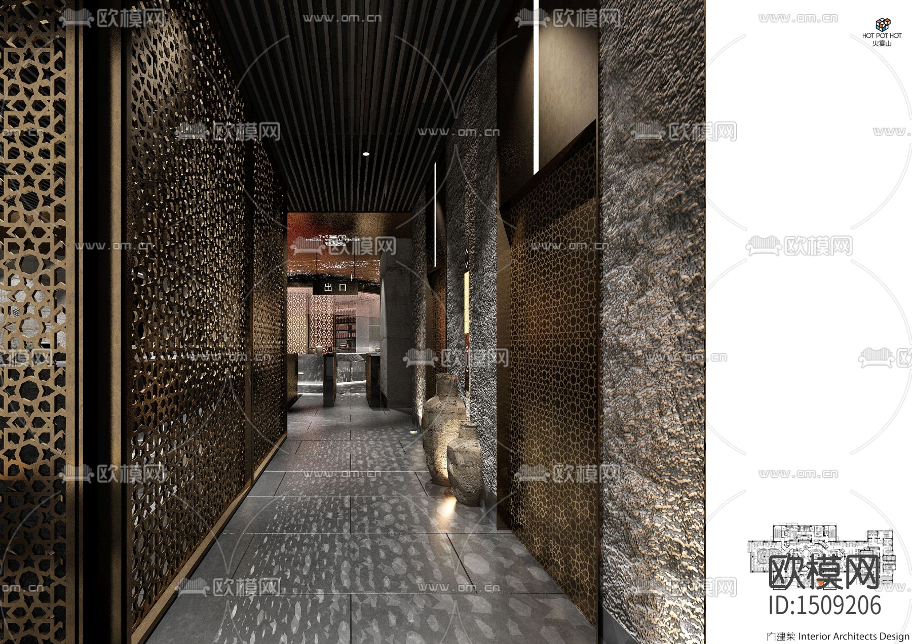 火宴山北京大悦城店自助餐厅cad施工图