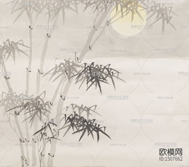 圆月竹影壁纸下载（渲染图1）