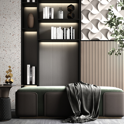  现代布艺脚踏su模型 