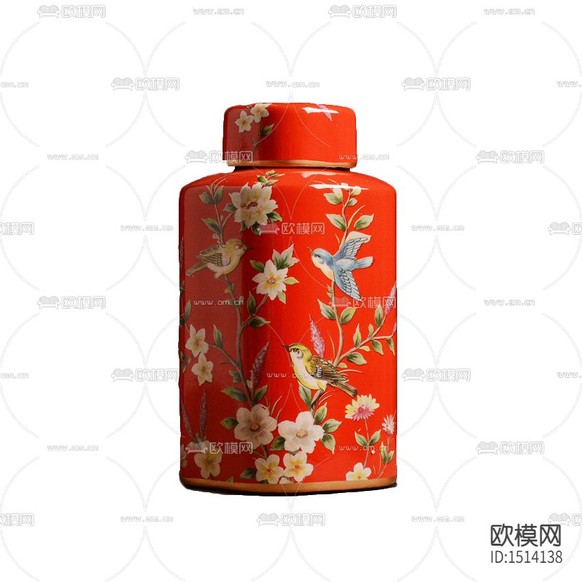 新中式禅意彩绘金属收纳罐下载