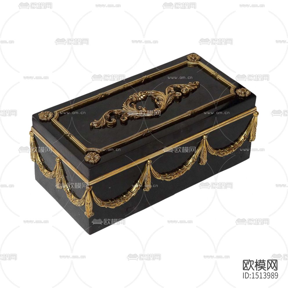 欧式古典实木金属雕花收纳盒