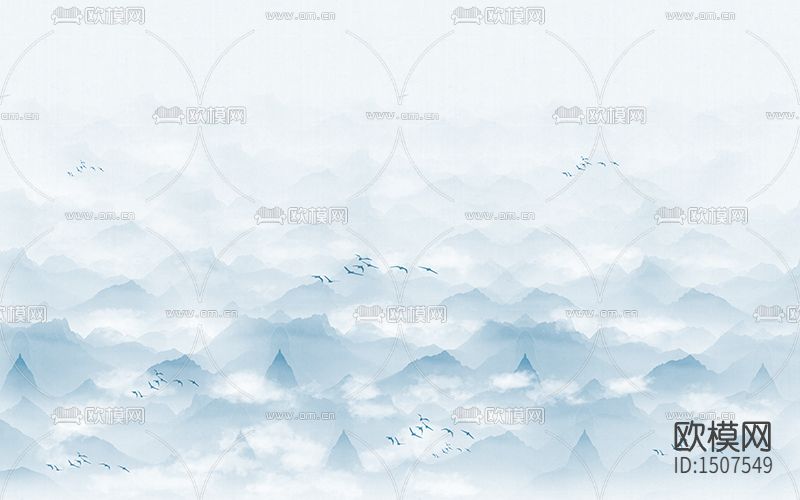 山水云影水墨画下载（渲染图3）