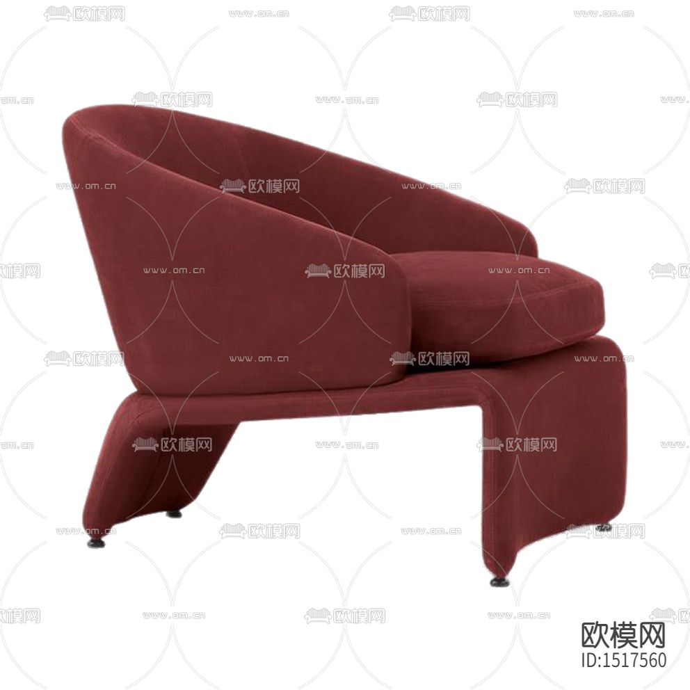 现代轻奢创意红色布艺单人沙发下载