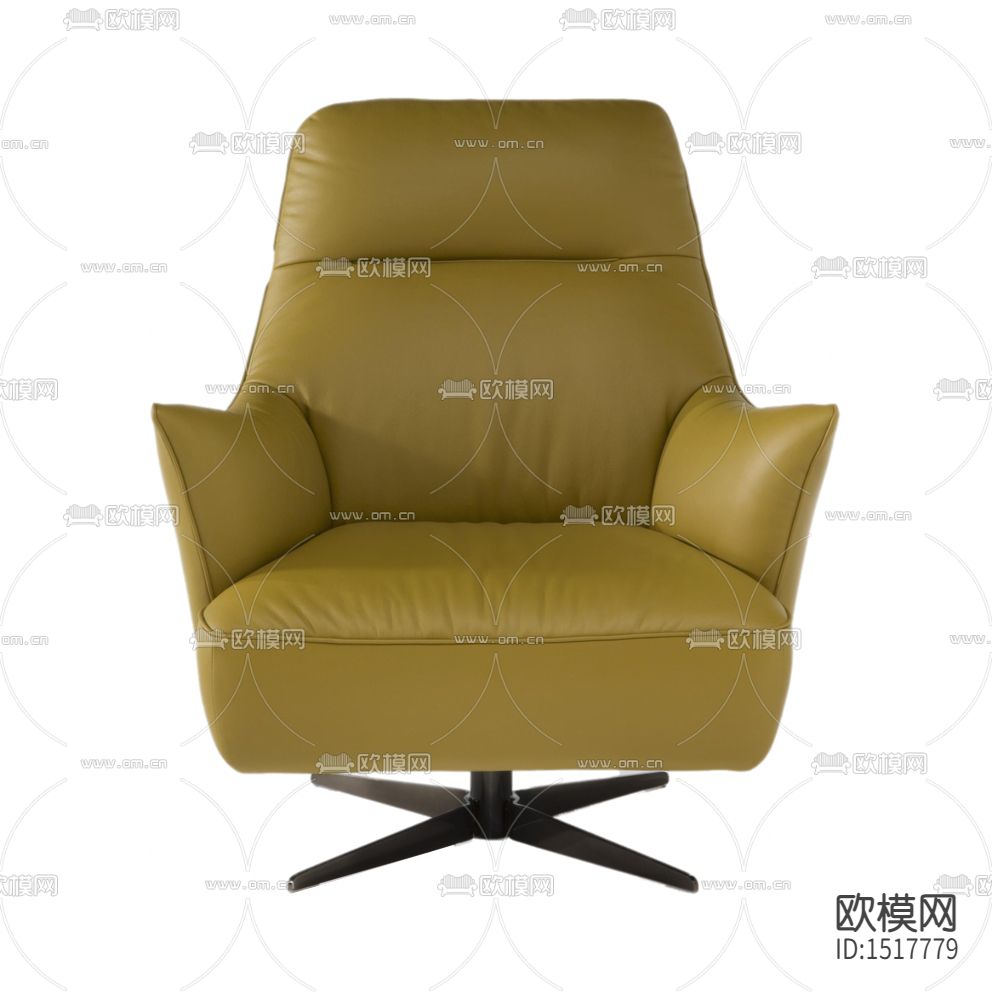 现代轻奢青黄色皮革单人沙发下载