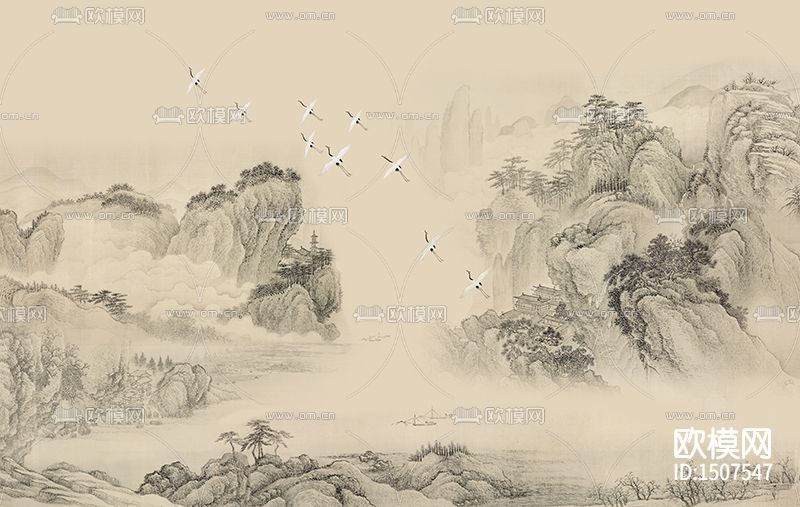 溪山行旅图水墨画下载（渲染图3）