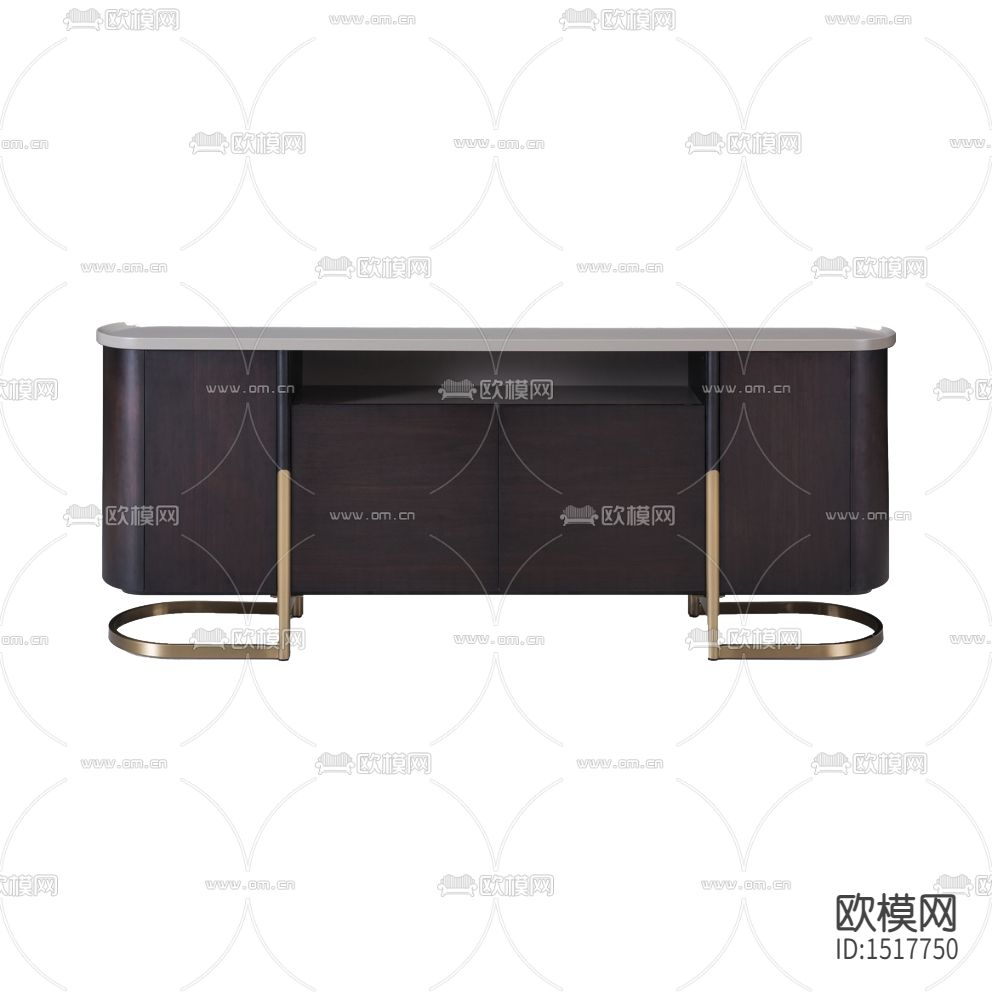 现代轻奢创意实木大理石金属边柜下载