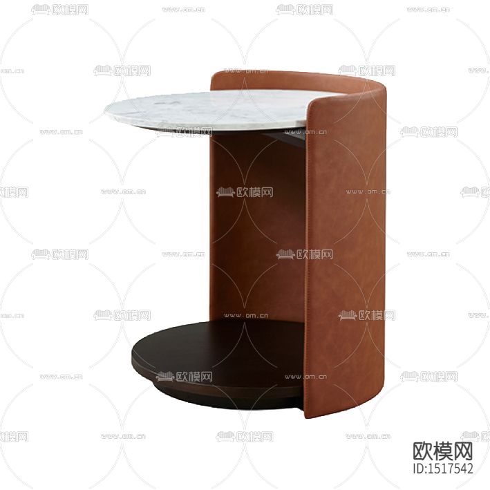 现代轻奢皮革大理石圆形床头柜下载