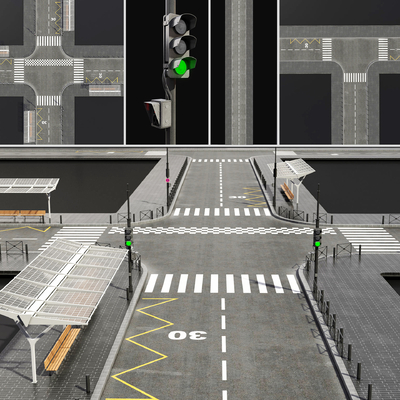 十字路口马路道路3d模型