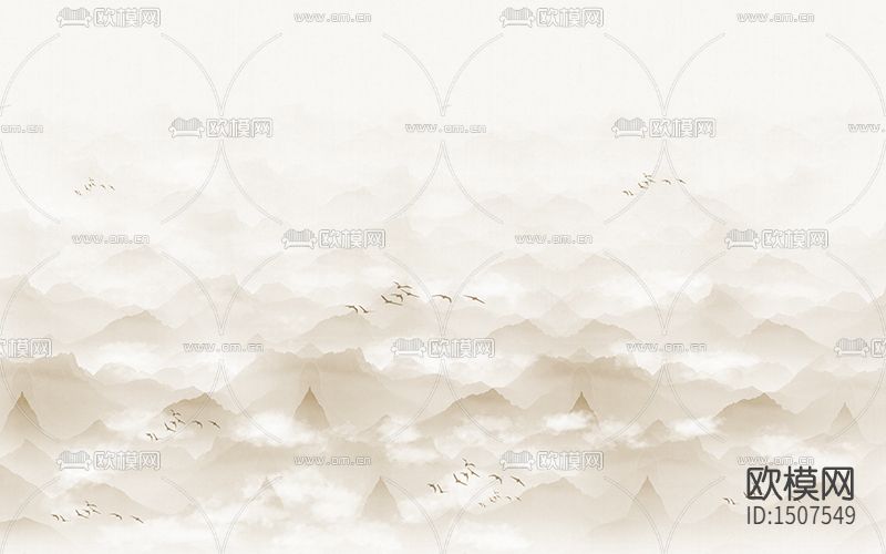 山水云影水墨画下载（渲染图1）