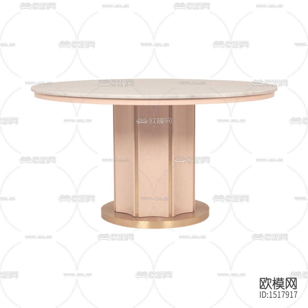 现代轻奢创意实木大理石金属圆形餐桌下载