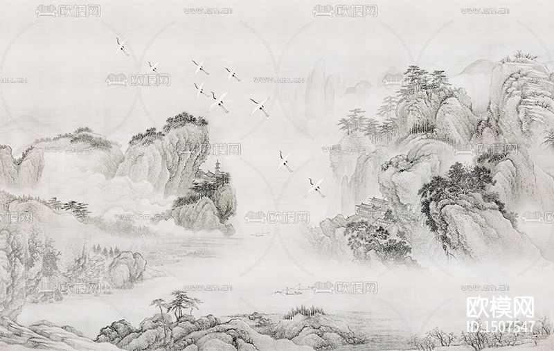 溪山行旅图水墨画下载（渲染图2）