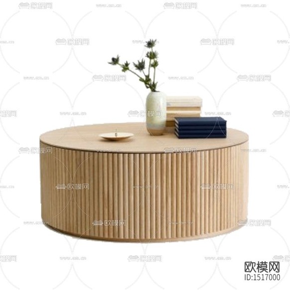 日式简约实木圆形茶几下载