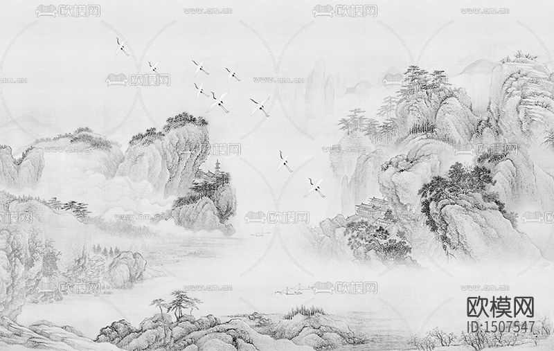 溪山行旅图水墨画下载（渲染图1）