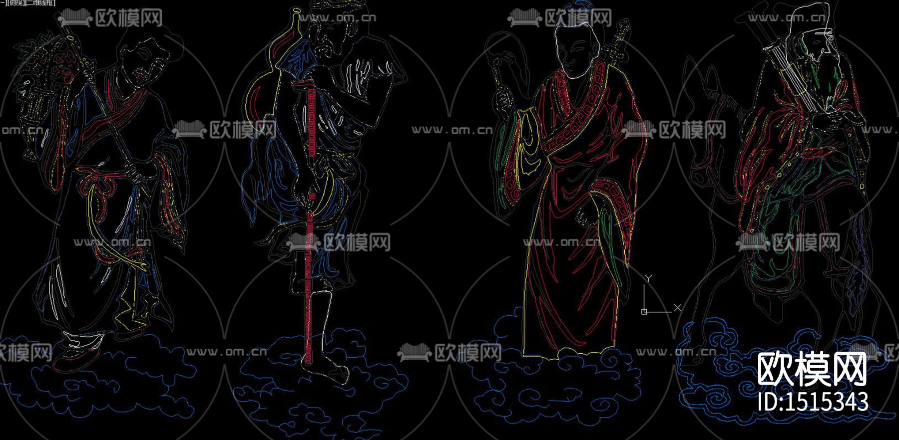 八仙过海人物cad图库下载（渲染图2）