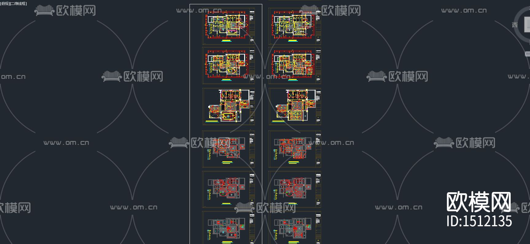 美式别墅整木墙板cad图库下载（渲染图2）
