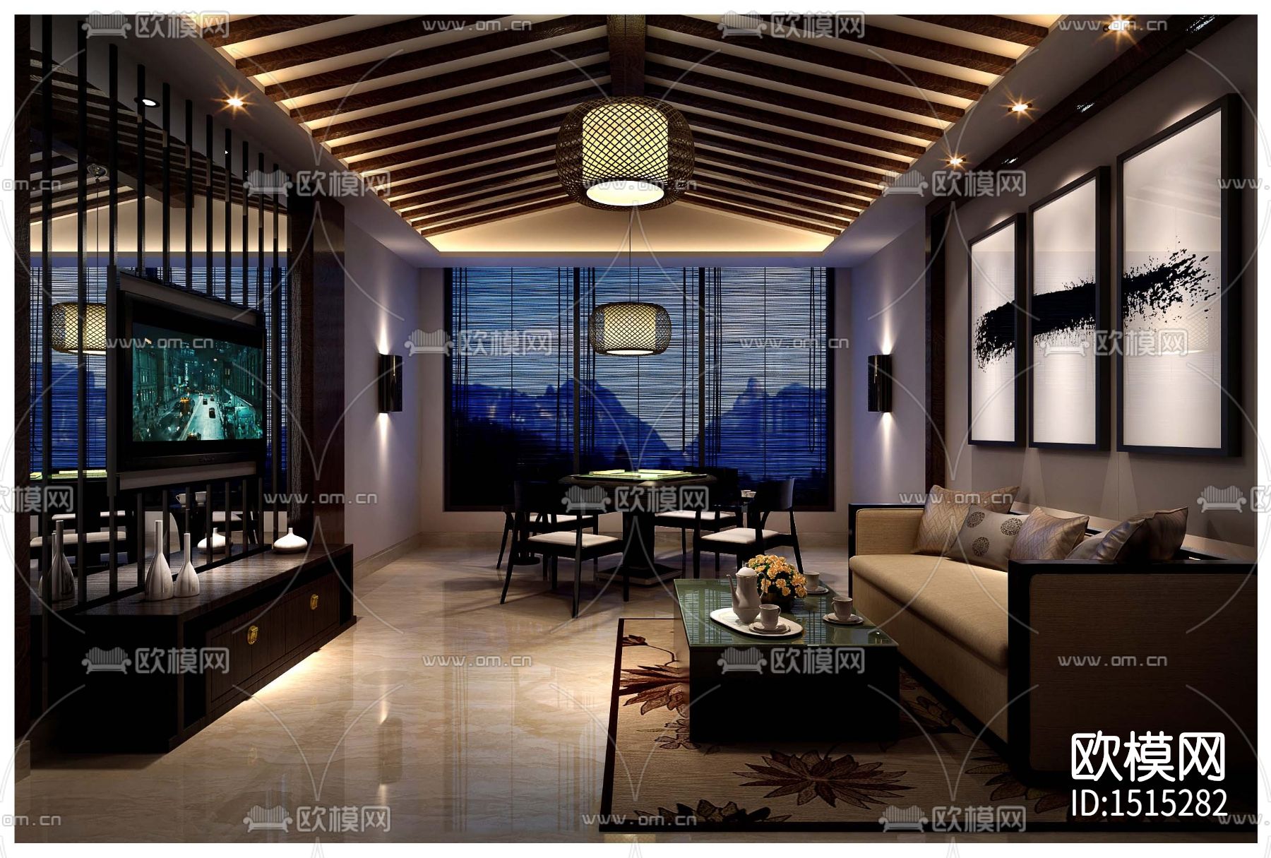 会所cad施工图下载（渲染图10）