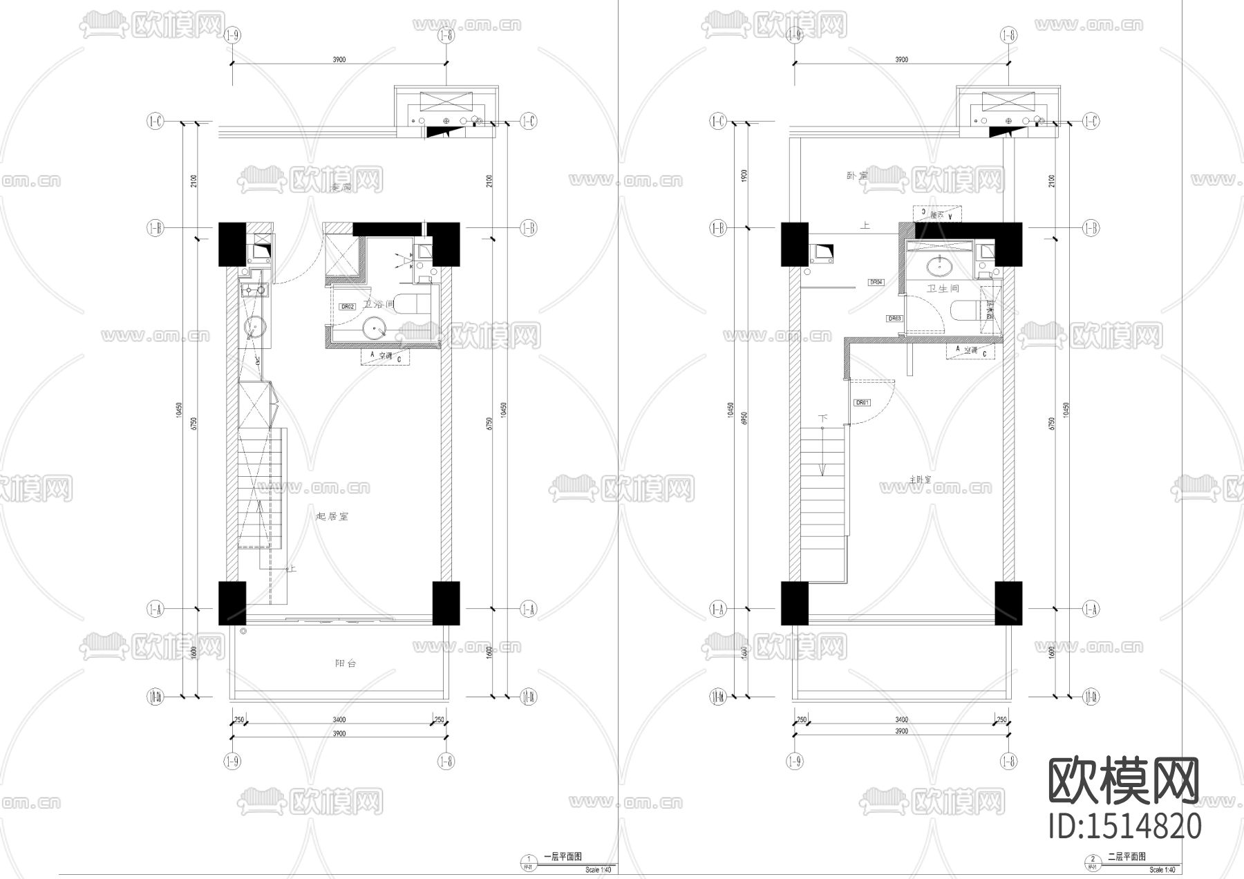 样板房平面cad施工图下载（渲染图1）