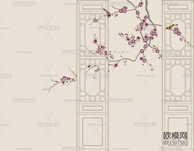 竹窗花鸟拼色下载（渲染图8）