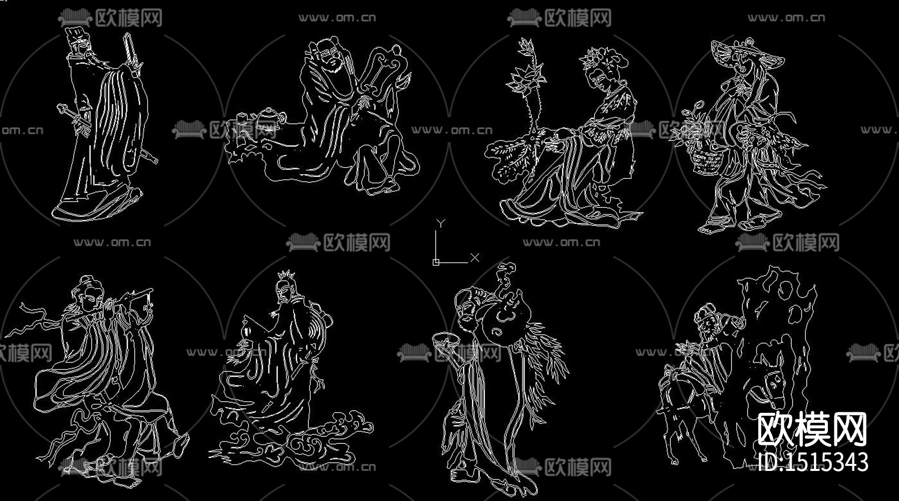 八仙过海人物cad图库下载（渲染图5）