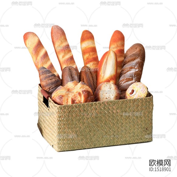 现代简约创意仿真面包草编收纳篮下载