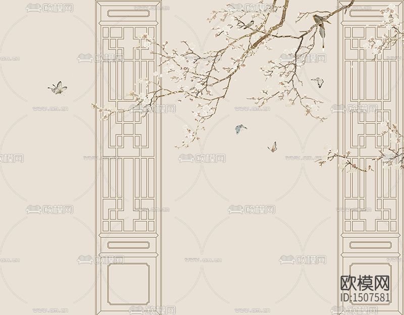 竹窗花鸟拼色下载（渲染图6）