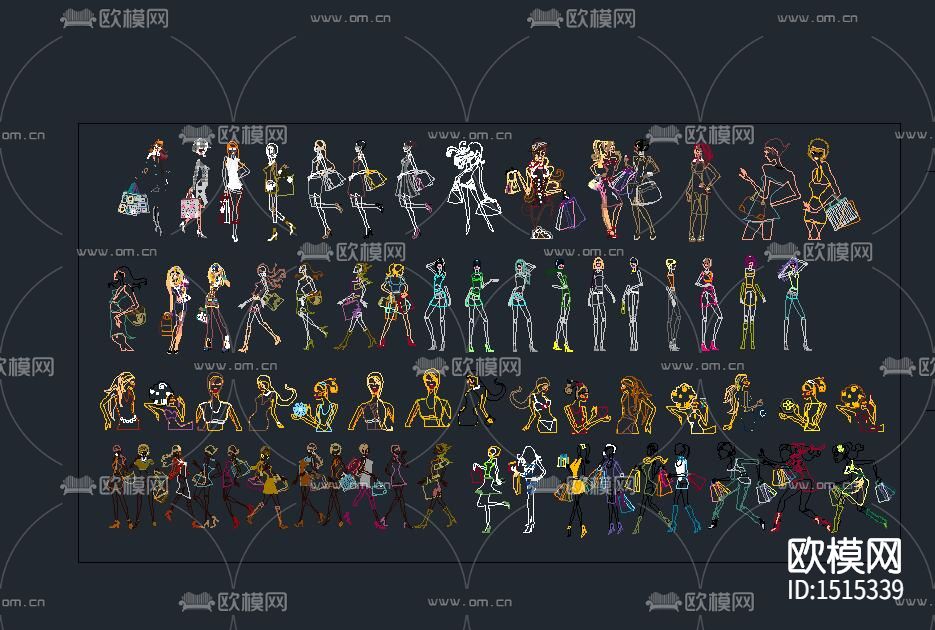 美女剪影cad图库下载（渲染图1）