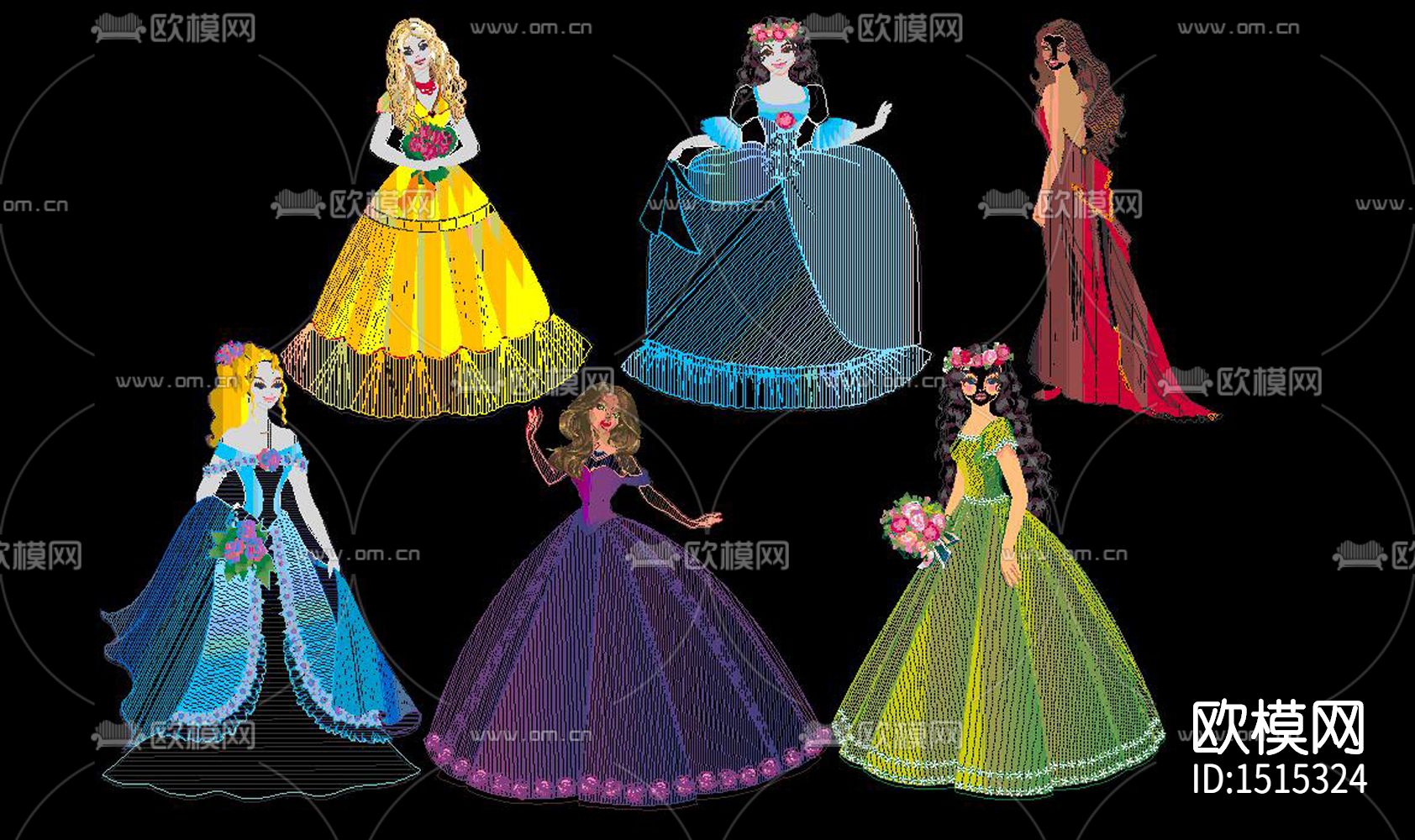 卡通公主cad图库下载（渲染图6）