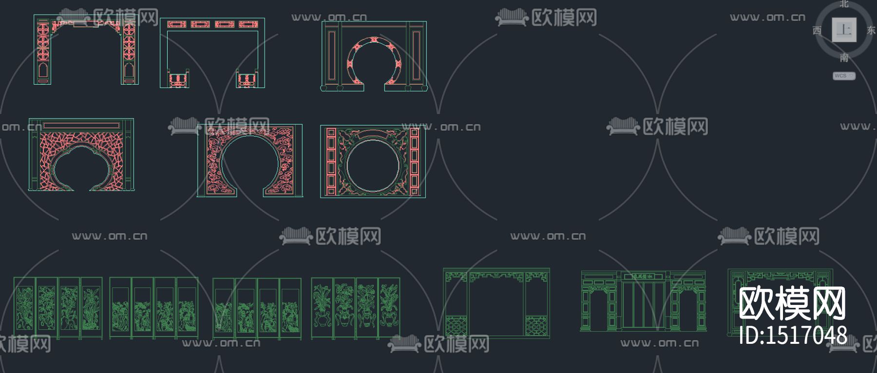 中式雕花cad图库下载（渲染图4）