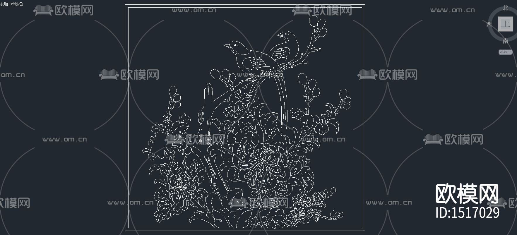 菊花兰花荷花雕花cad图库下载（渲染图4）
