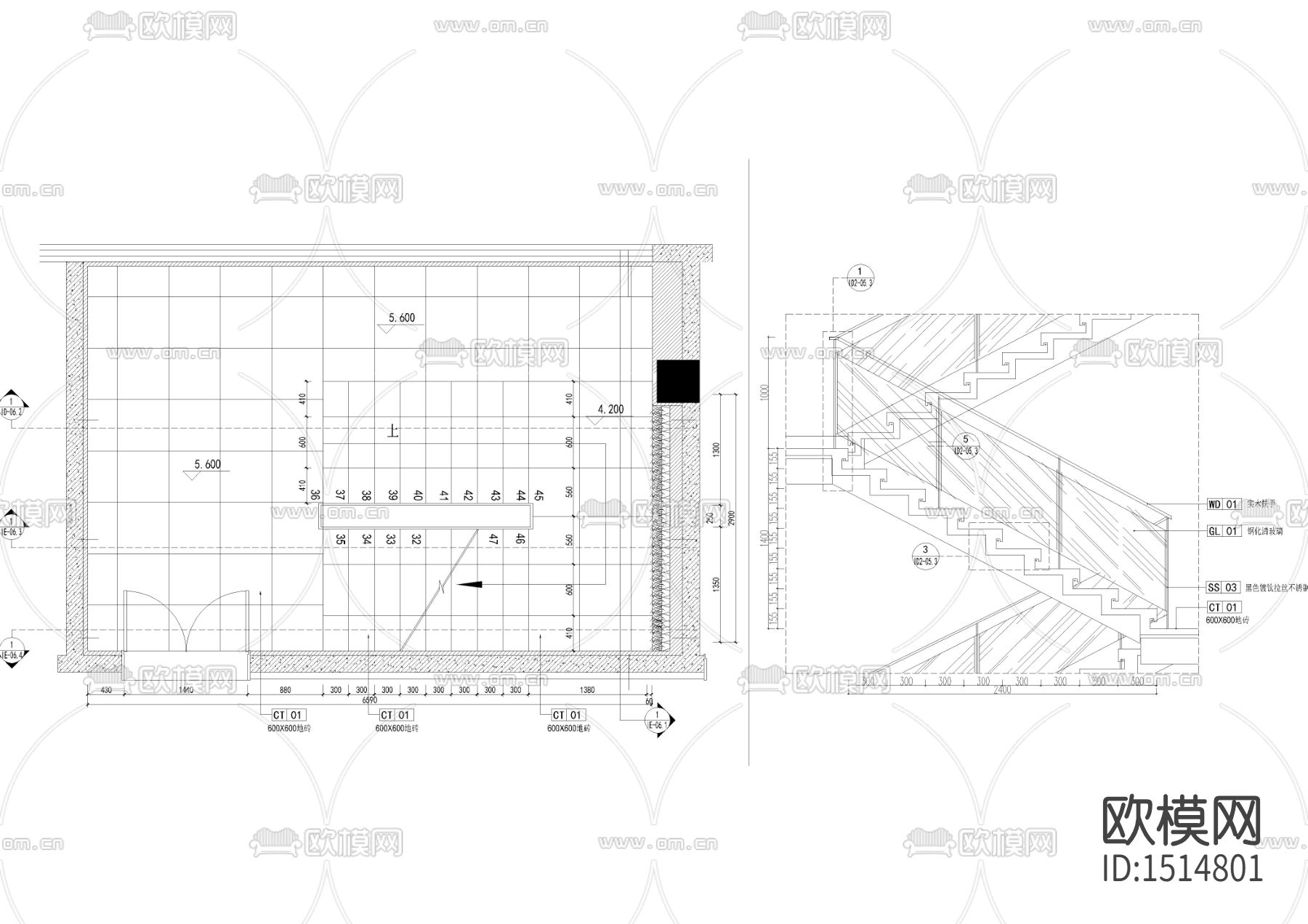楼梯节点大样下载（渲染图1）