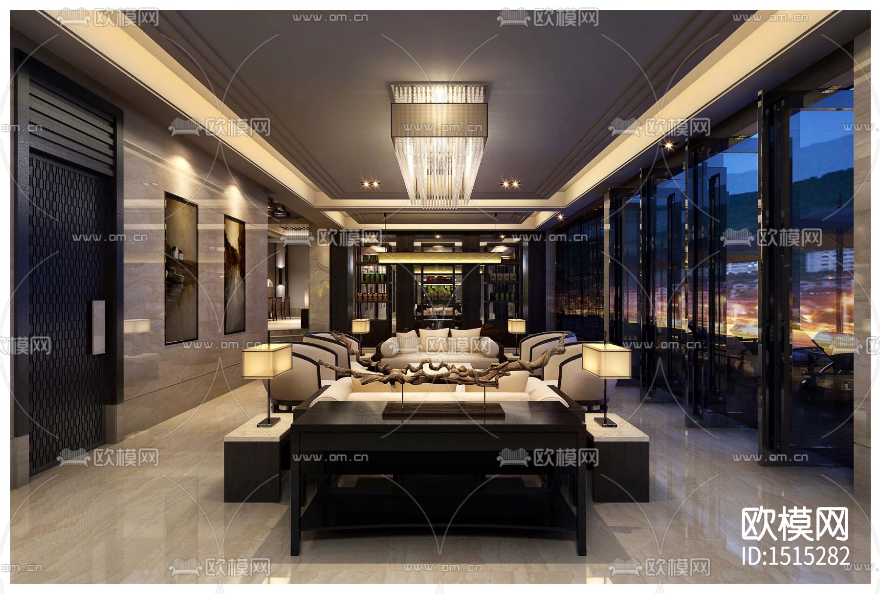 会所cad施工图下载（渲染图6）