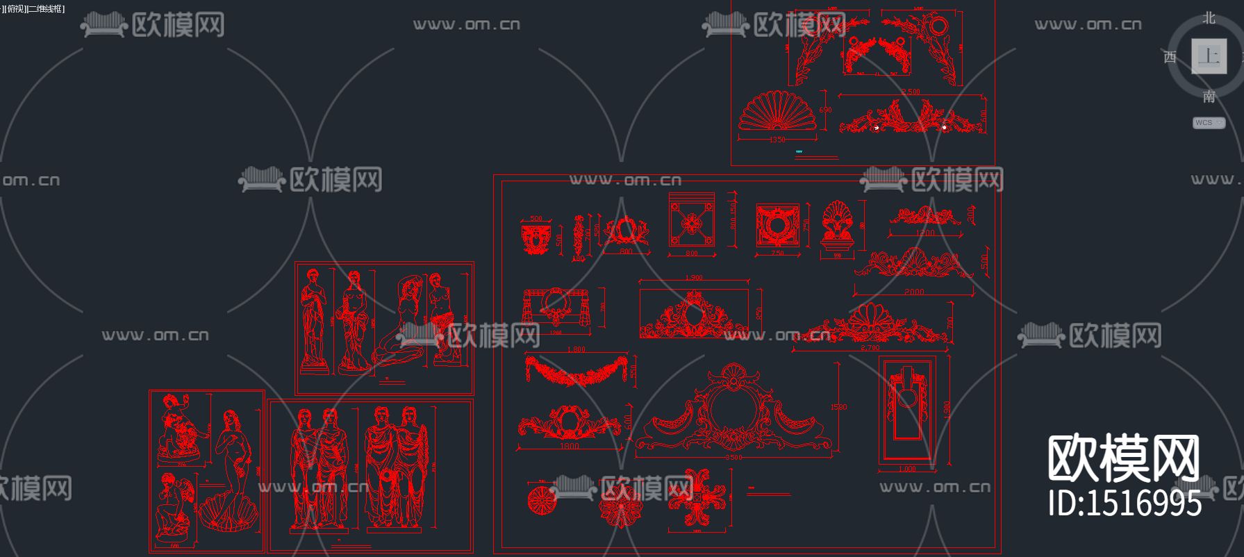 花式浮雕雕塑节点大样图下载