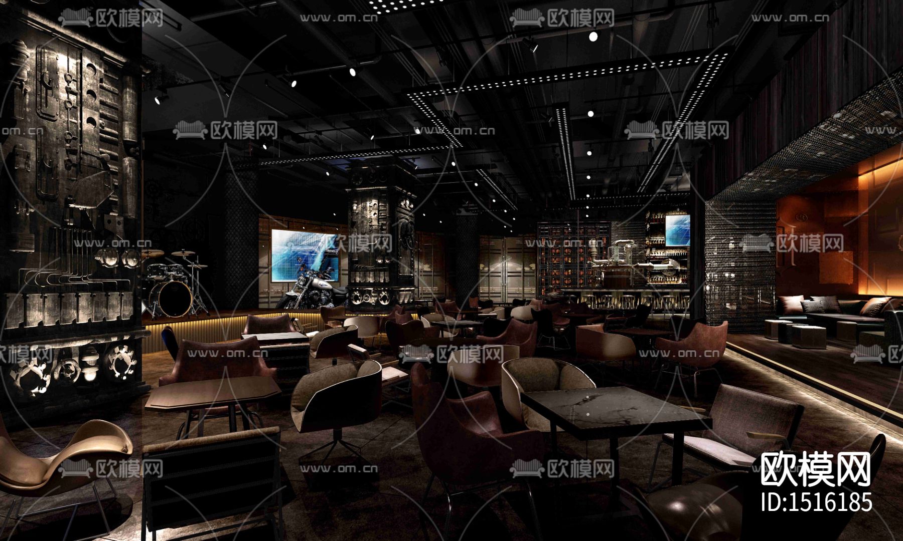 酒吧cad施工图下载（渲染图6）