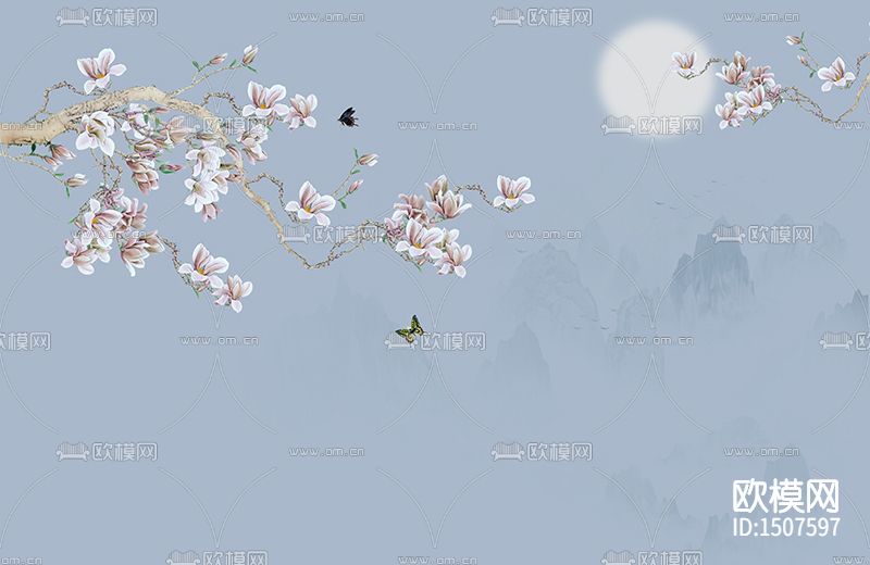 玉兰山水
