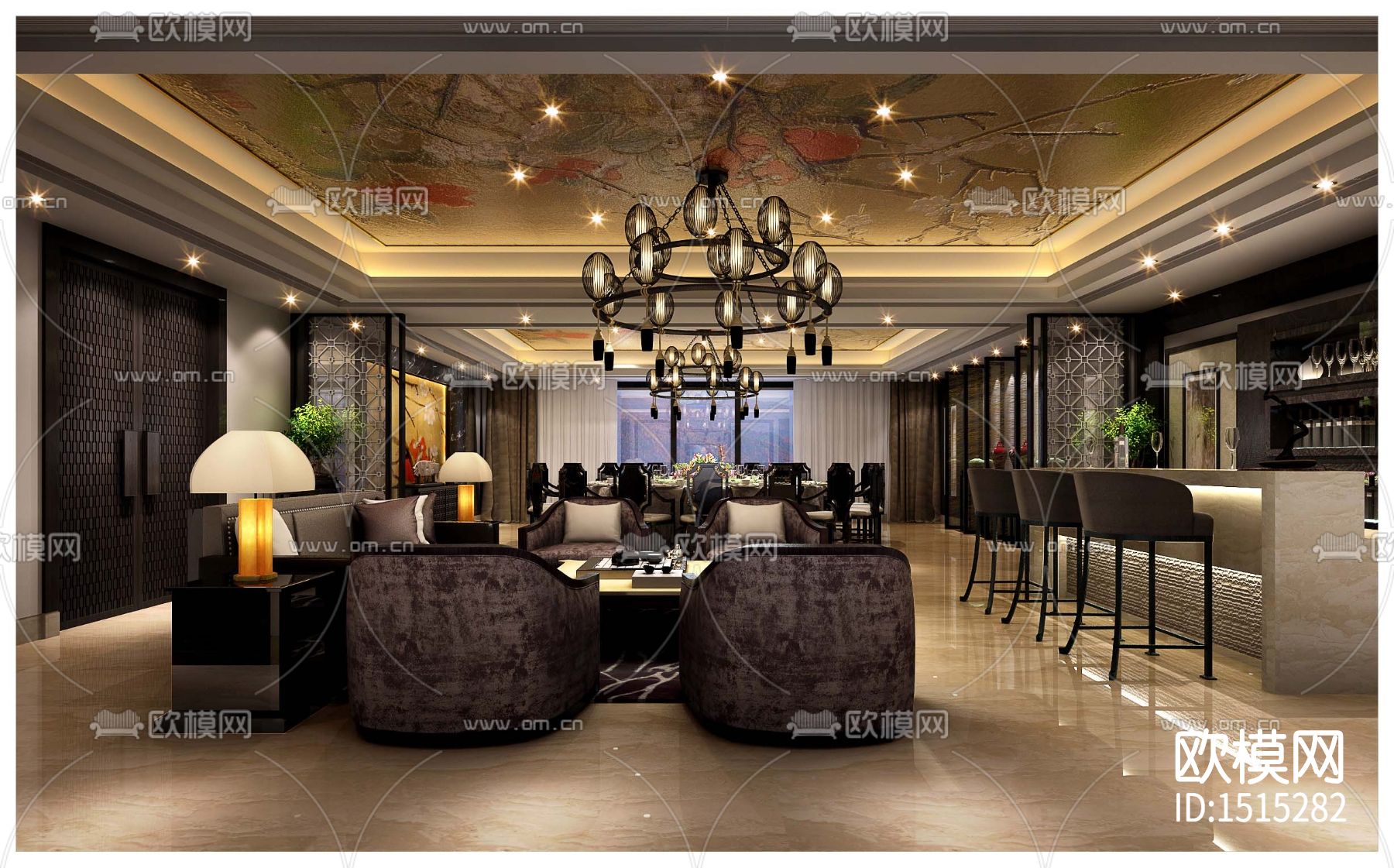 会所cad施工图下载（渲染图8）