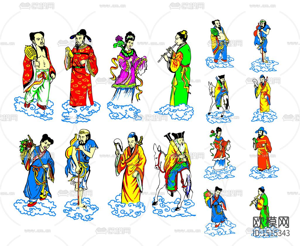 八仙过海人物cad图库下载（渲染图1）