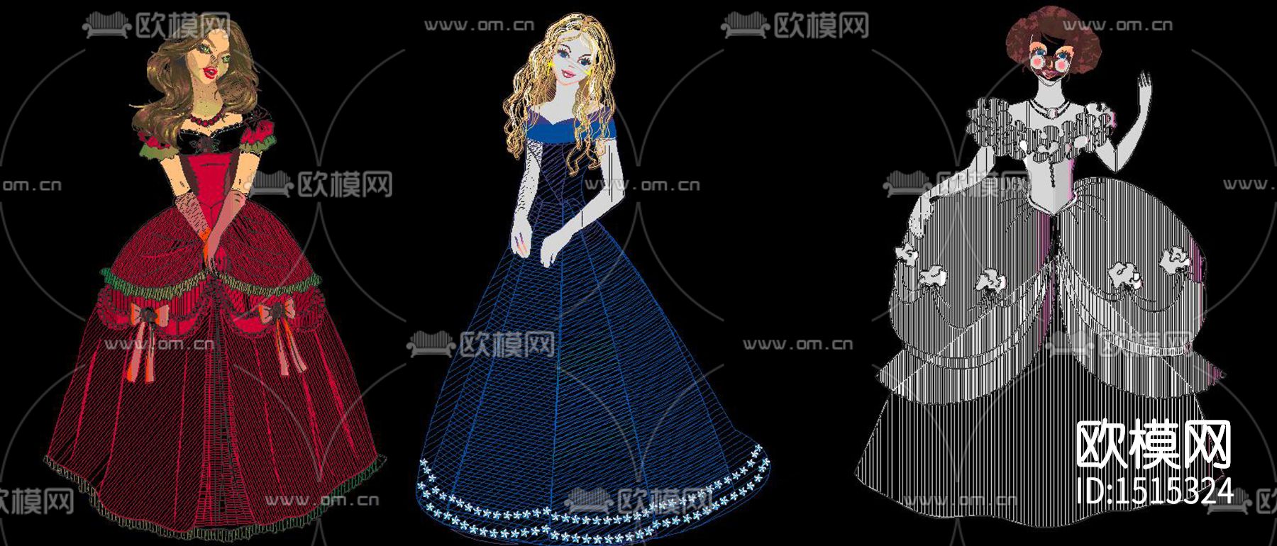 卡通公主cad图库下载（渲染图3）