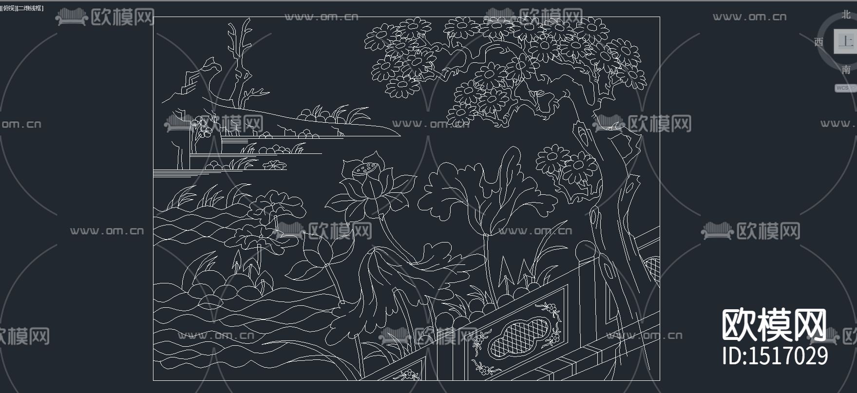 菊花兰花荷花雕花cad图库下载（渲染图1）