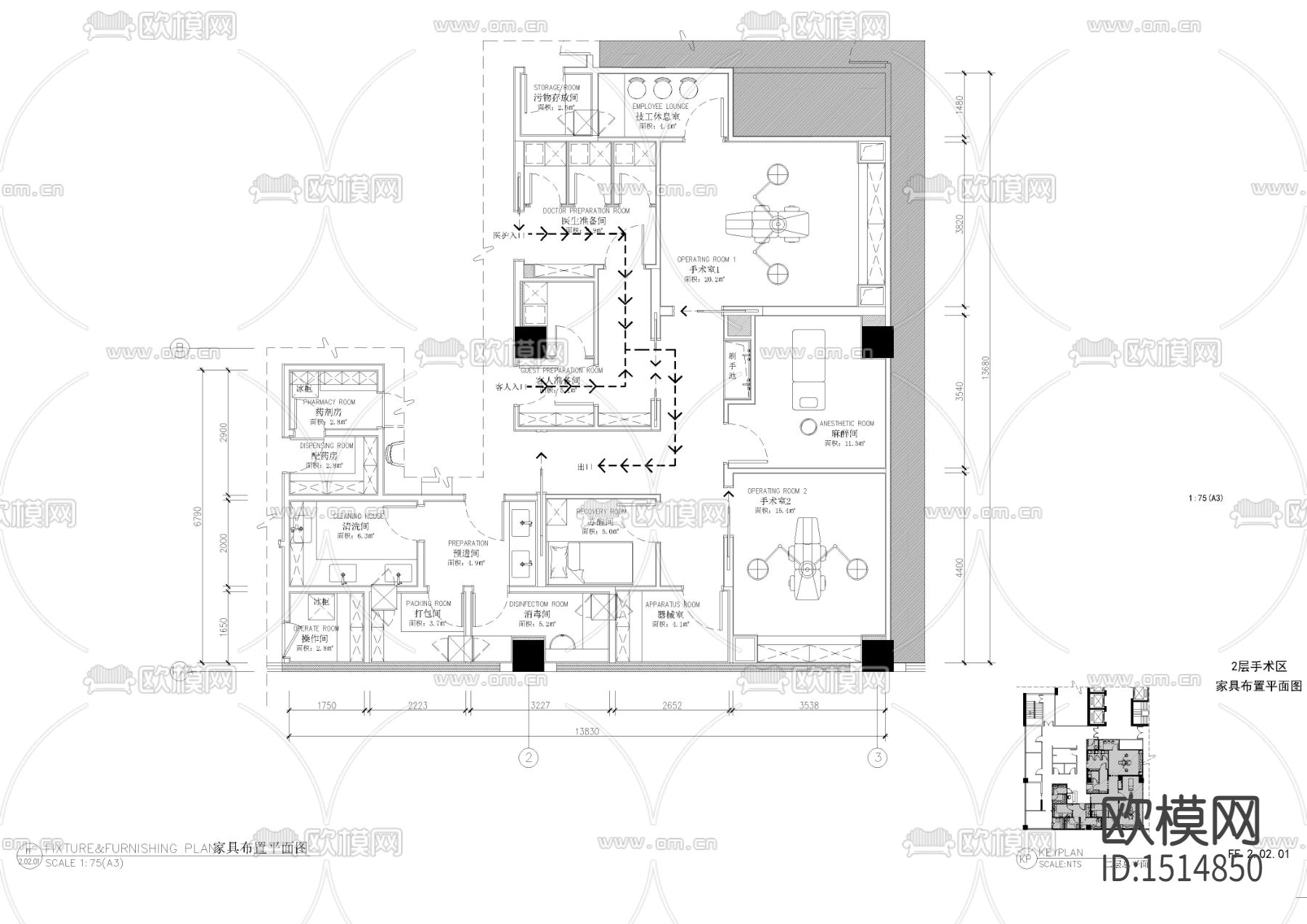医院手术室平面cad施工图