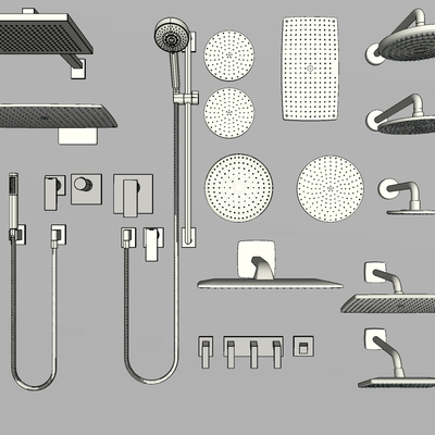  现代淋浴花洒su模型 
