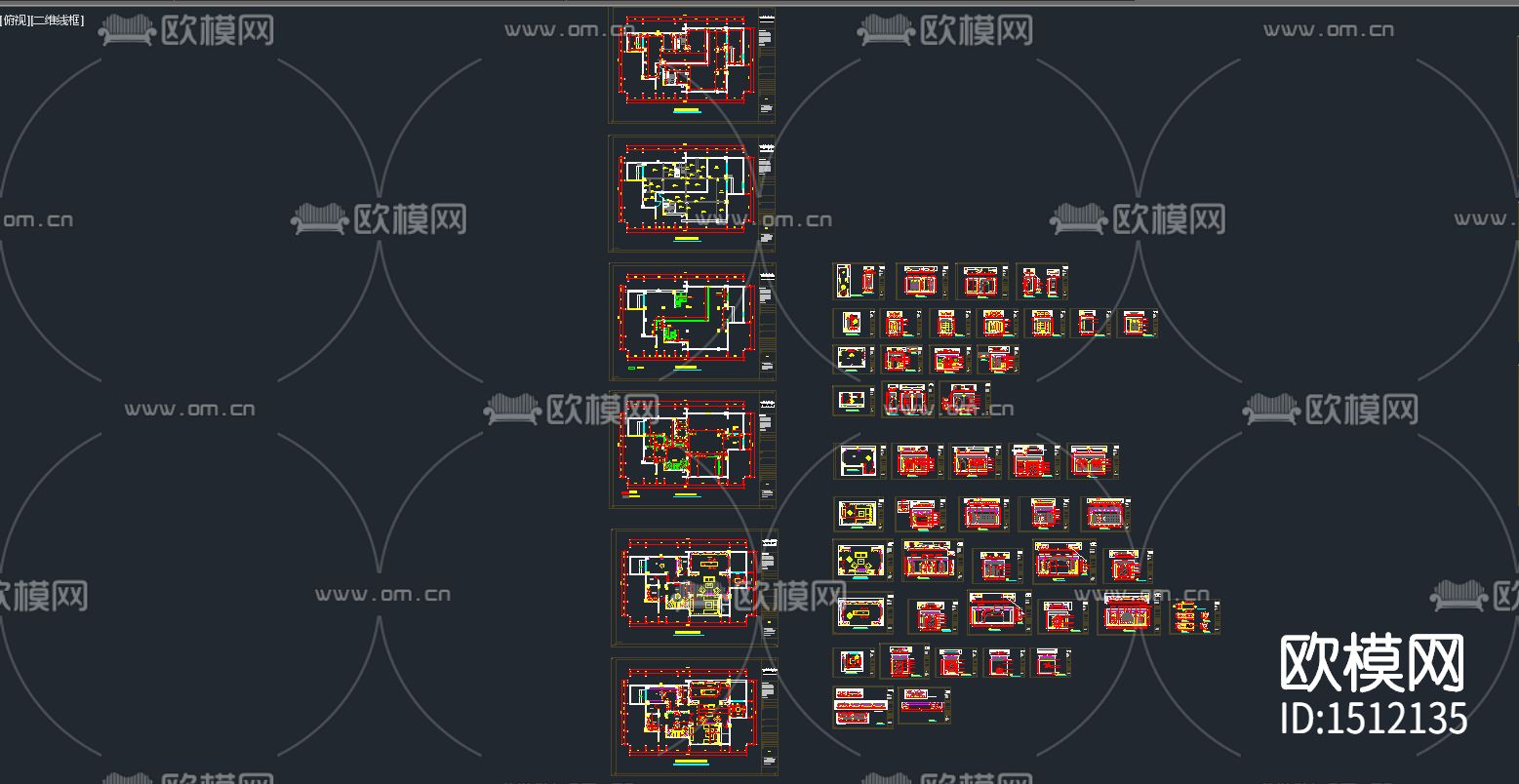 美式别墅整木墙板cad图库下载（渲染图1）